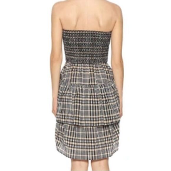 Ganni CHARRON Tiered Light Brown Plaid Versatile Skirt Dress - Picture 5 of 16